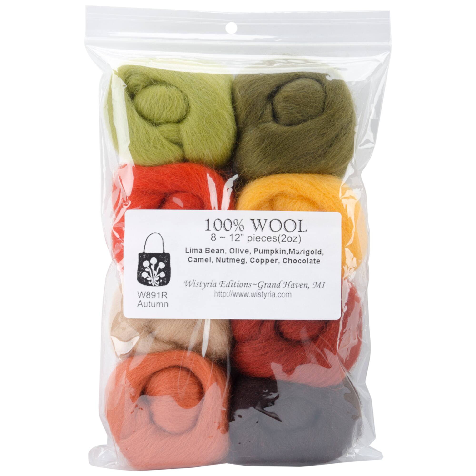 Wistyria Editions Autumn Wool Roving Rolls, 2oz.
